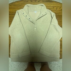 Aerie Women’s Tan Sherpa Crewneck Sweater